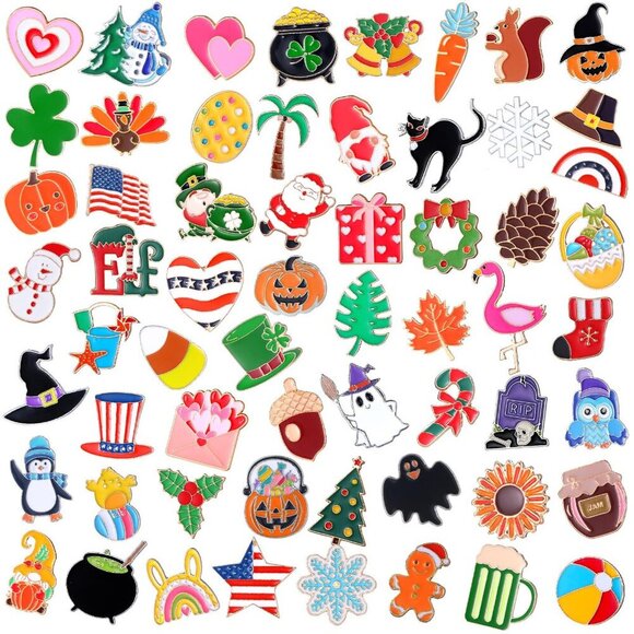 Jewelry - 60 Pcs Holiday Enamel Pins Bulk Set Zinc Alloy Backpack Lapel Badge